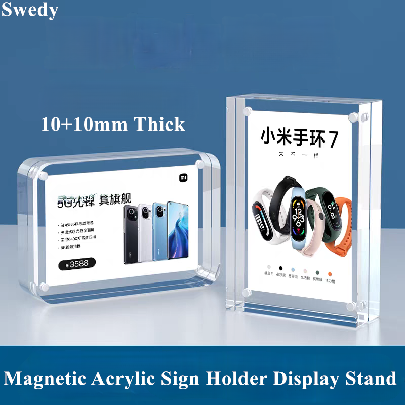 Photo Acrylic Block - 5 Stück 90x55mm Magnetischer Acryl-Schildhalter, Displayständer,