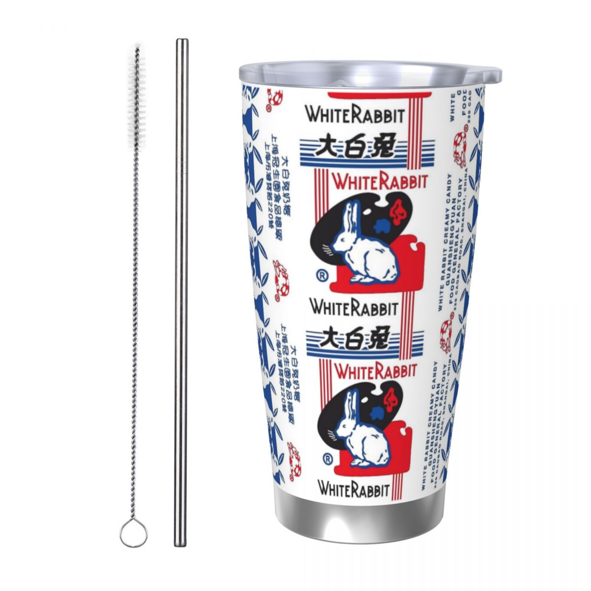 Tumbler 20Oz White - White Rabbit Candy Edelstahlbecher, vakuumisolierte Tassen,