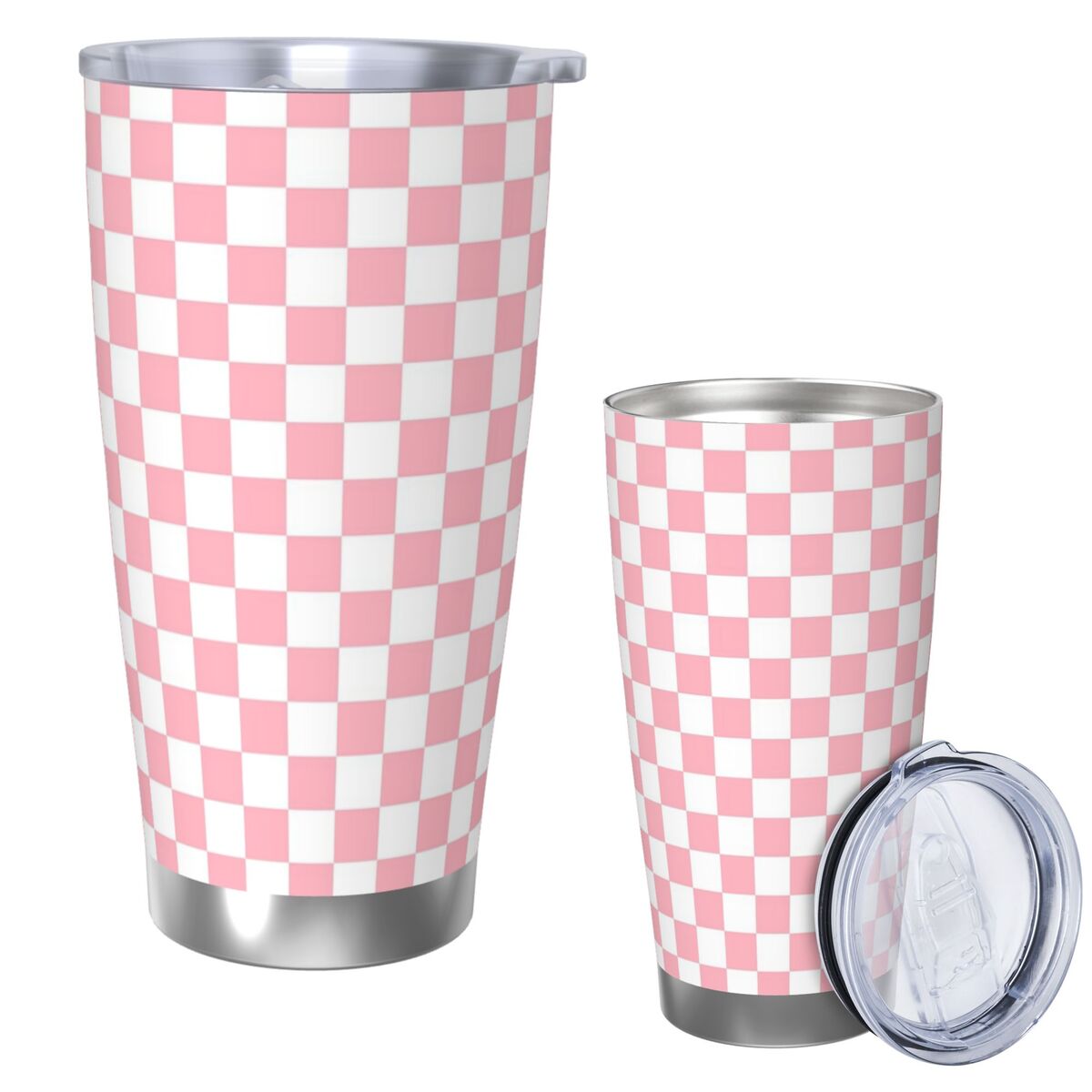 Rosa-weißer Schachbrettmuster- – Tumbler 20Oz White Bewertung und Preis